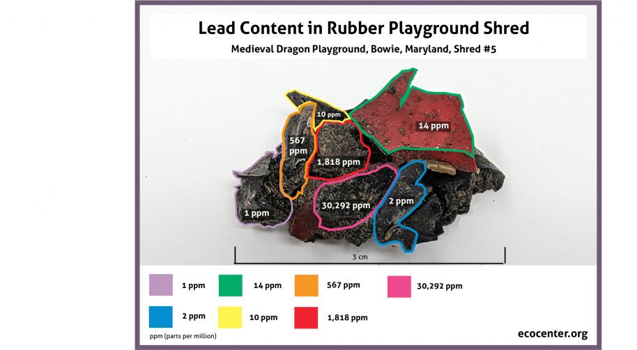 Diagram of lead found in rubber shred
