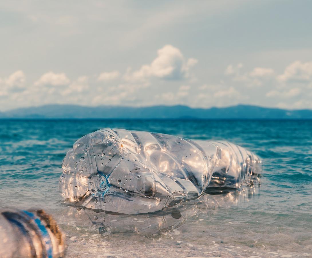 Plastic bottles in the water