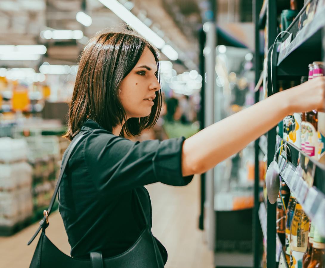 Woman shopping at grocery store