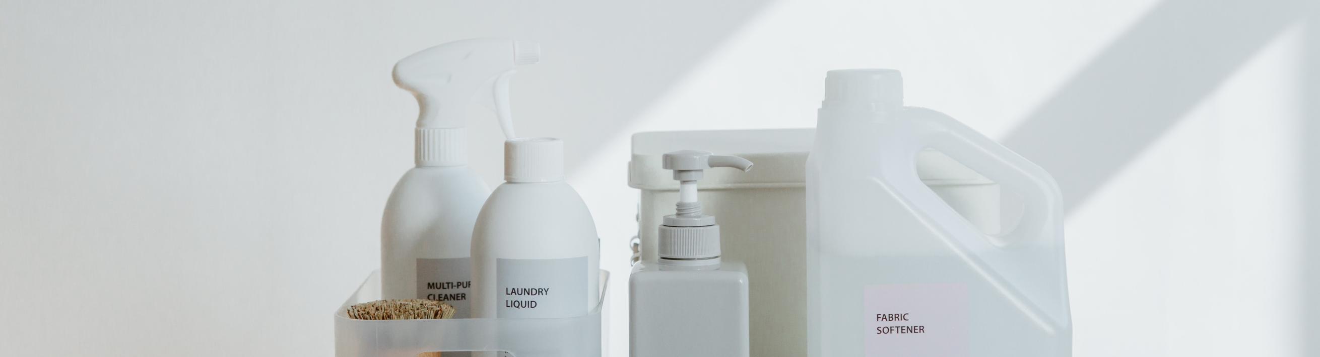 Bottles of cleaning products