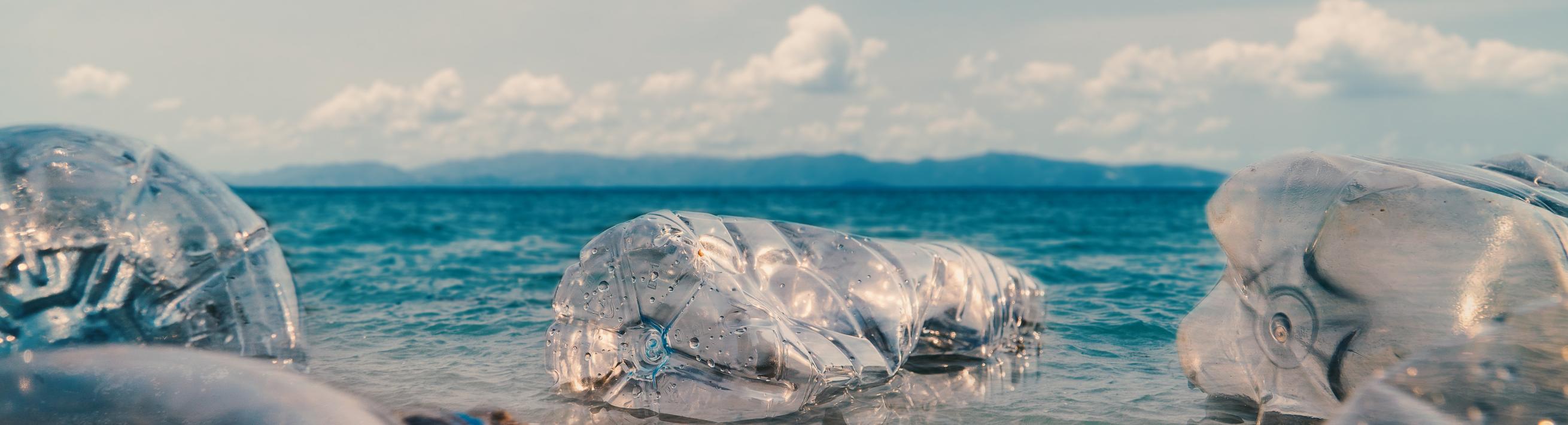 Plastic bottles in the water
