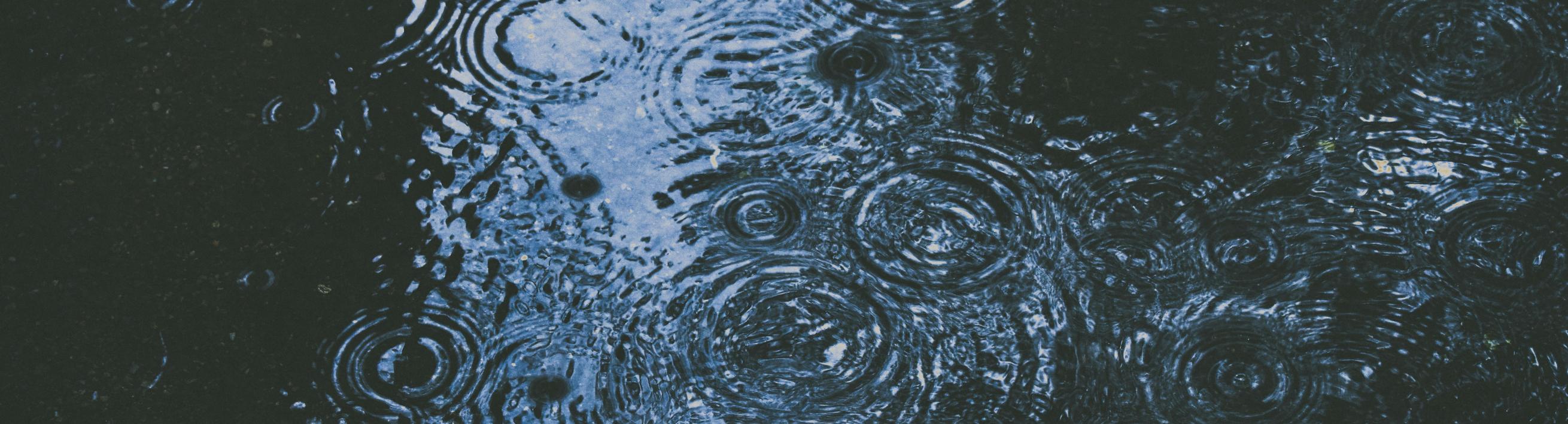 rain drops on water puddle