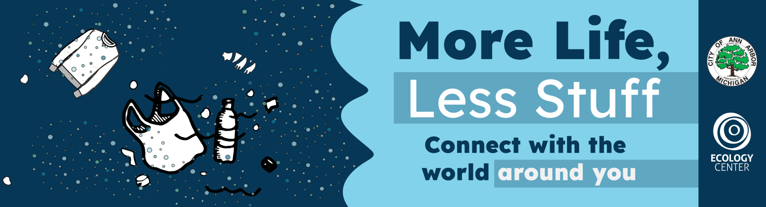 Header image with plastic floating in microplastics