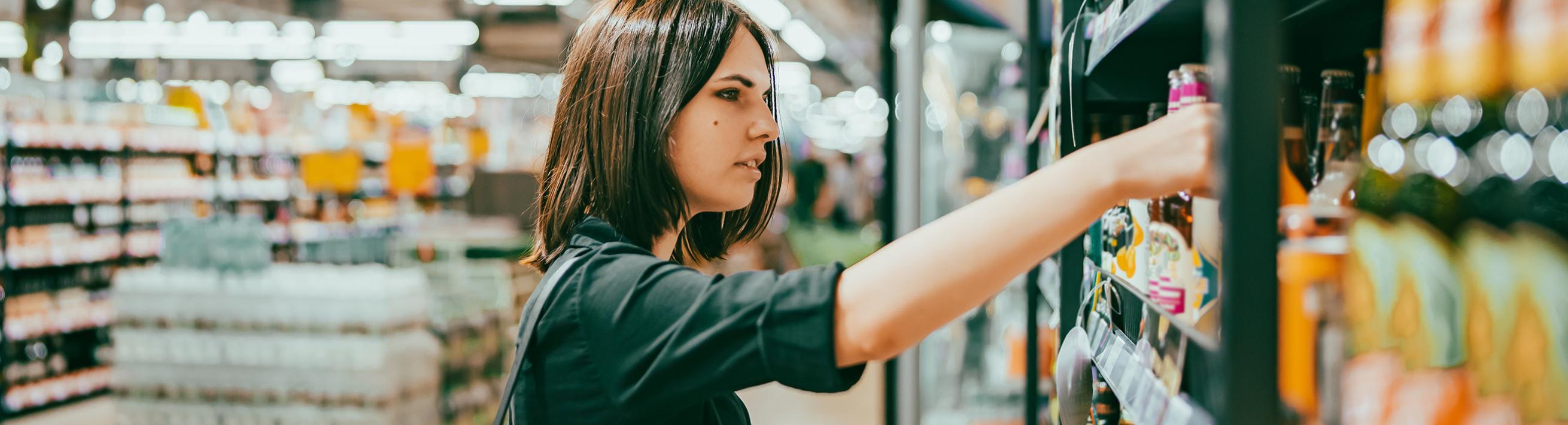 Woman shopping at grocery store