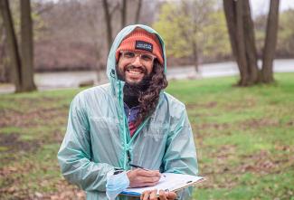 man holding clipboard