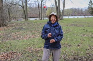 woman holding fishing rod