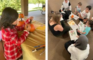 Washtenaw Refugee Welcome Kids Story time and pumpkin painting