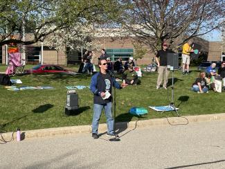 Ecology Center Director, Mike Garfield speaking at the rally