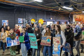 Protesters at the Climate Can't Wait Rally in Detroit