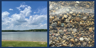 View of the lake at Pinckney Park; Rocks in Huron River