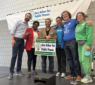 Amber Fellows (Ypsilanti City Council Member), Greg Woodring (President of Ann Arbor for Public Power), Brian Geiringer (Executive Director of Ann Arbor for Public Power), Dr. Abdul El-Sayed (US Senate Candidate for MI, former Director of DHHVS in Wayne County), Desiraé Simmons (Co-director of Interfaith Council for Peace and Justice and Ypsilanti City Council Member), Yousef Rabhi (Washtenaw County Commissioner and former MI Democratic Floor Leader)