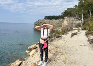 Jenna hiking at Pictured Rocks National Lakeshore