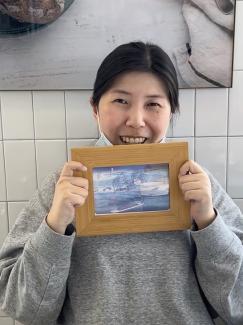 Yuki enjoying artwork 