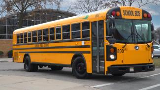 Dearborn electric bus at Edsel Ford High