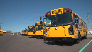 Row of Electric Busses