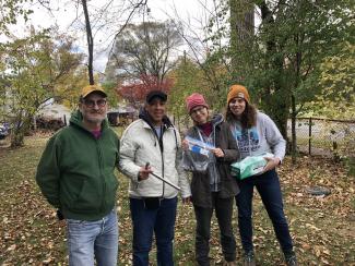 Erica Bloom and others testing soil in Detroit