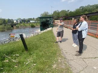 Dr. Wager and her team developing a microplastics monitoring plan in the Huron River