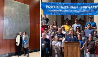 Melissa Cooper Sargent & Erica Bloom at Lansing Lawmaker Education Day; MEMJ Capitol Day of Action