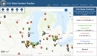 Data Center project tracking map
